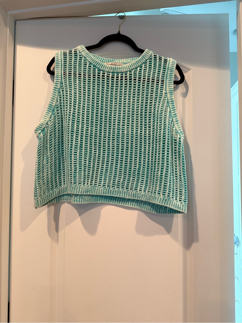 Zenana Outfitters Mint Open-Weave Crochet Crop Top